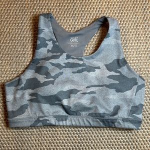 ATHLETA GIRL Printed Speed Racer Sports Bra Gray Camo Size XXL / 16